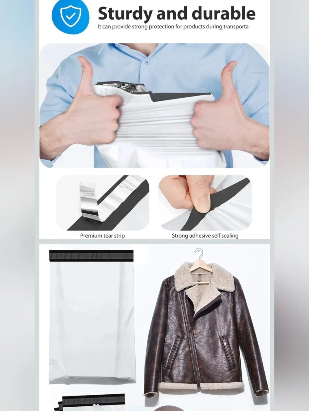 20 White Self-Seal Poly Mailer Bags